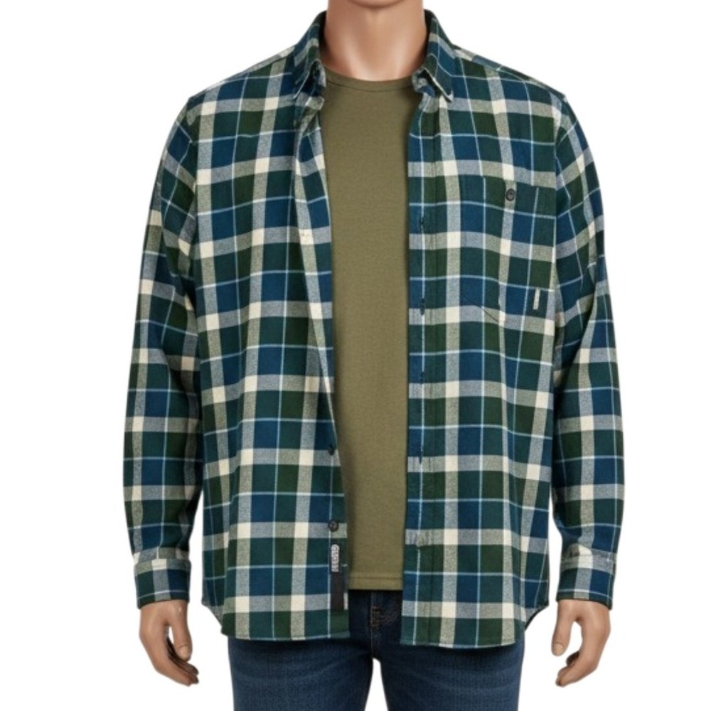 Eddie Bauer Mr L's Field Flannel Shirt NWT Medium Blue Plaid Gorpcore Item# 0408